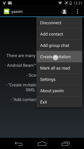 Menu: Create Invitation